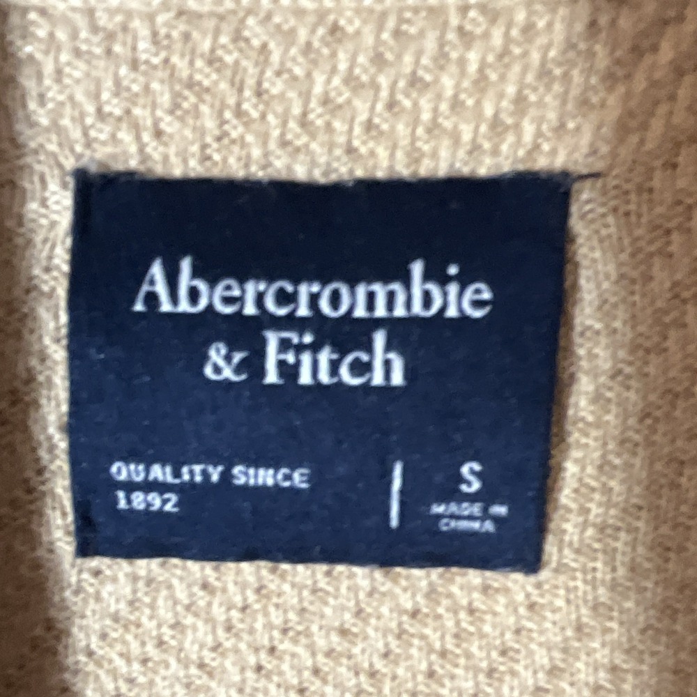 Abercrombie & Fitch Mens S Colorblock Beige White SS Spread Collar Preppy - Picture 3 of 7